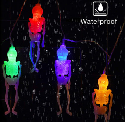 10Ft Solar Powered Skeleton Lights Halloween String Lights -20LEDs 2 Lighting Modes - Outdoor Solar Outlet