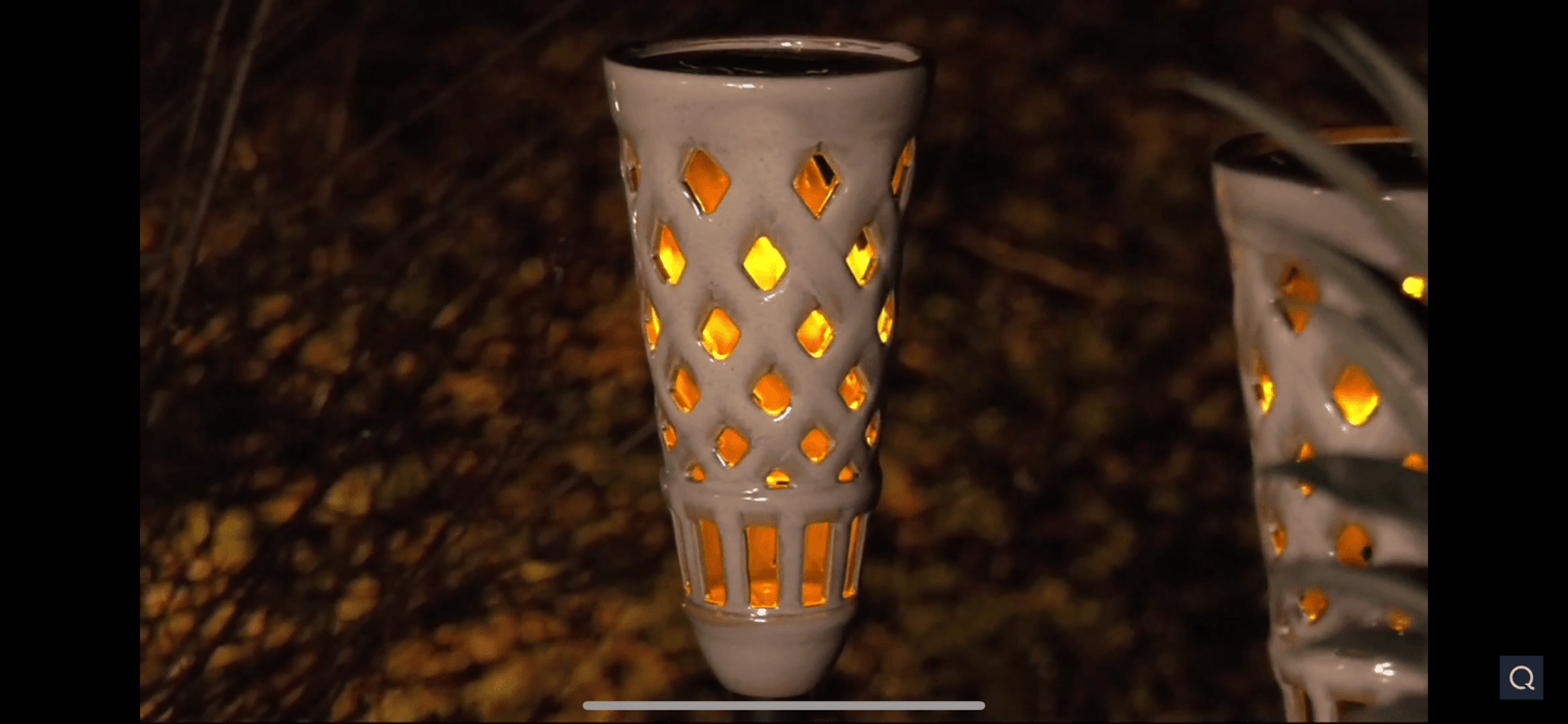 2 Pack Energizer LED Ceramic Solar Tiki Torch Lights Flickering Lights Color:WHITE - Outdoor Solar Outlet