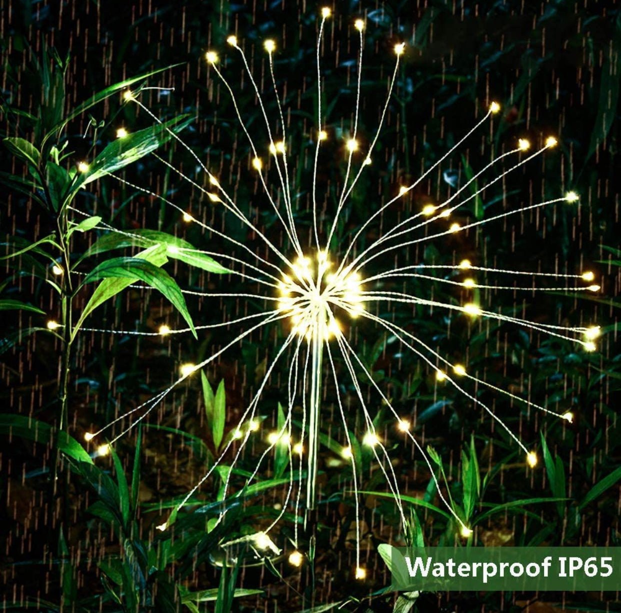2 Pack Solar Garden Firework Lights Solar Powered String Light with 2 Lighting Modes Twinkling and Steady - Outdoor Solar Outlet