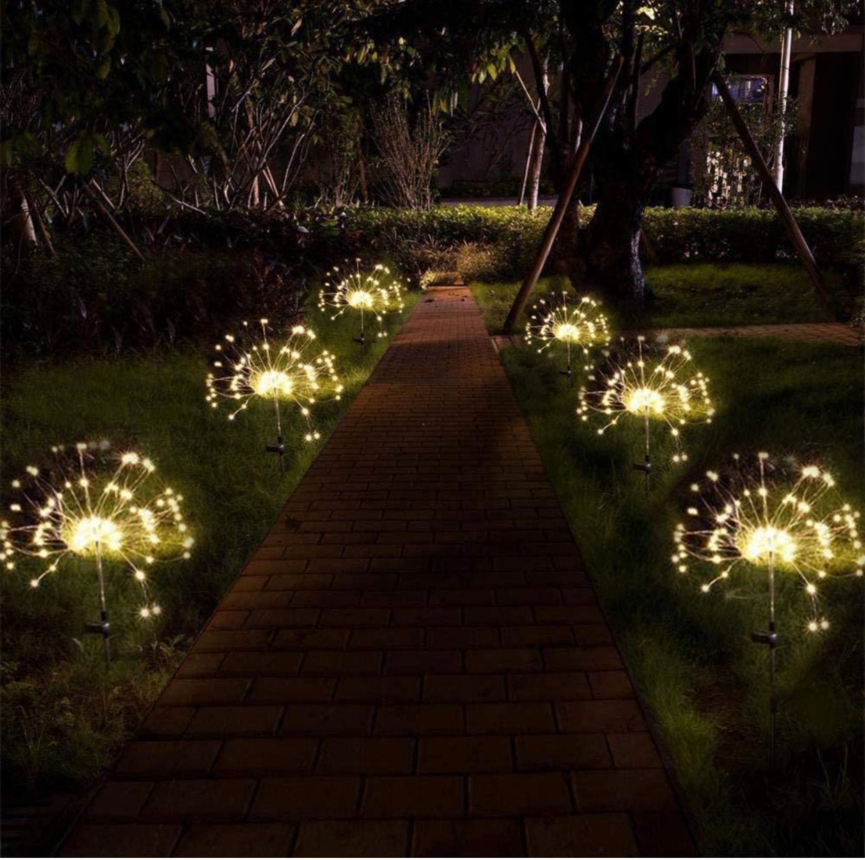 2 Pack Solar Garden Firework Lights Solar Powered String Light with 2 Lighting Modes Twinkling and Steady - Outdoor Solar Outlet