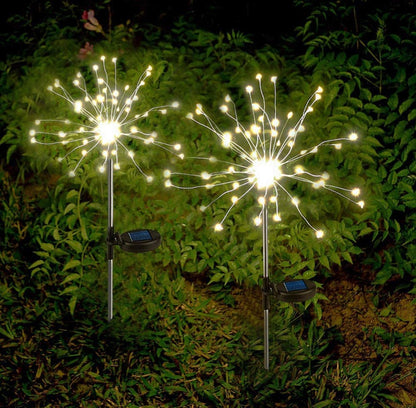 2 Pack Solar Garden Firework Lights Solar Powered String Light with 2 Lighting Modes Twinkling and Steady - Outdoor Solar Outlet
