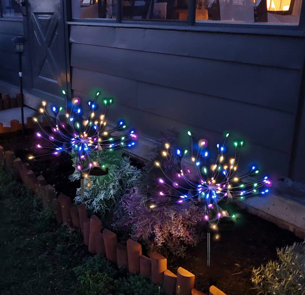 2 Pack Solar Garden Firework Lights Solar Powered String Light with 2 Lighting Modes Twinkling and Steady - Outdoor Solar Outlet
