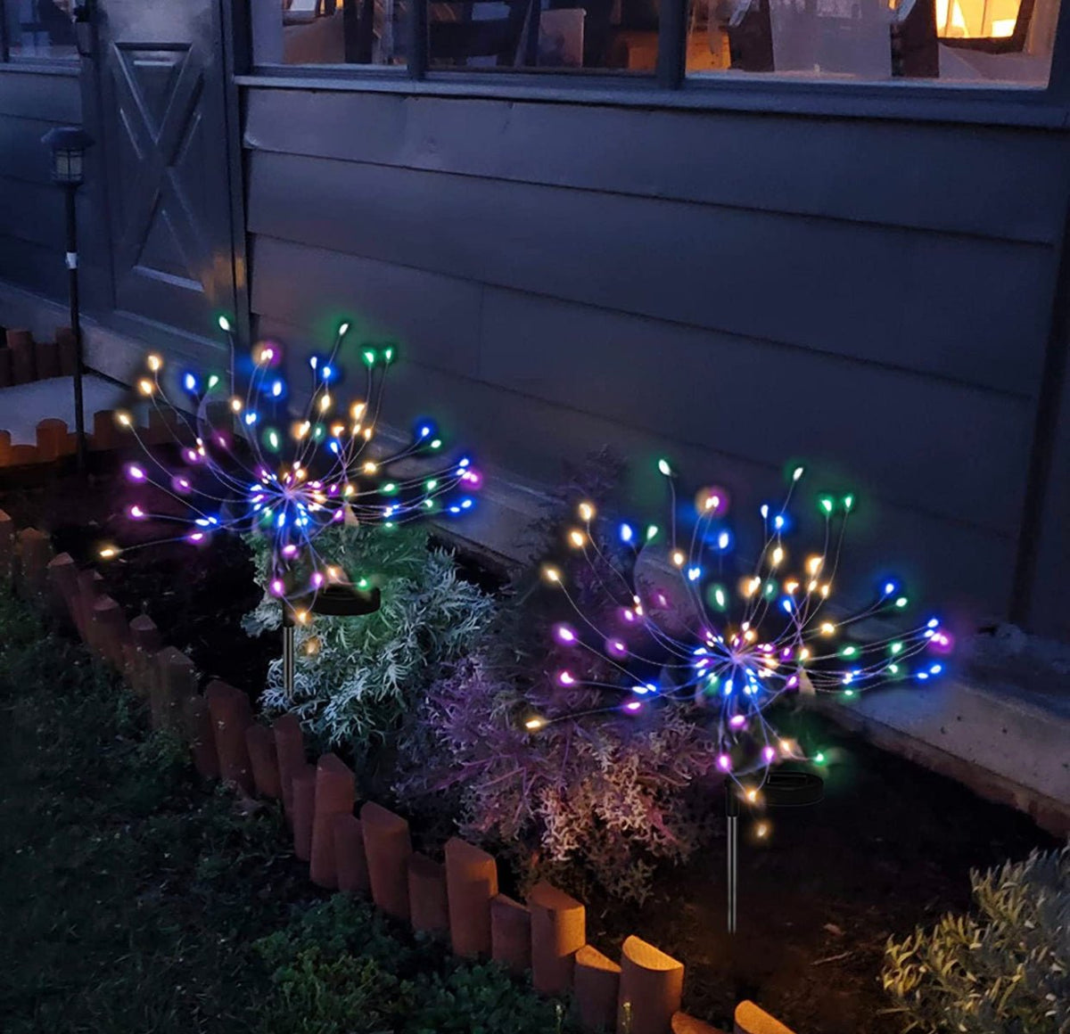 2 Pack Solar Garden Firework Lights Solar Powered String Light with 2 Lighting Modes Twinkling and Steady - Outdoor Solar Outlet