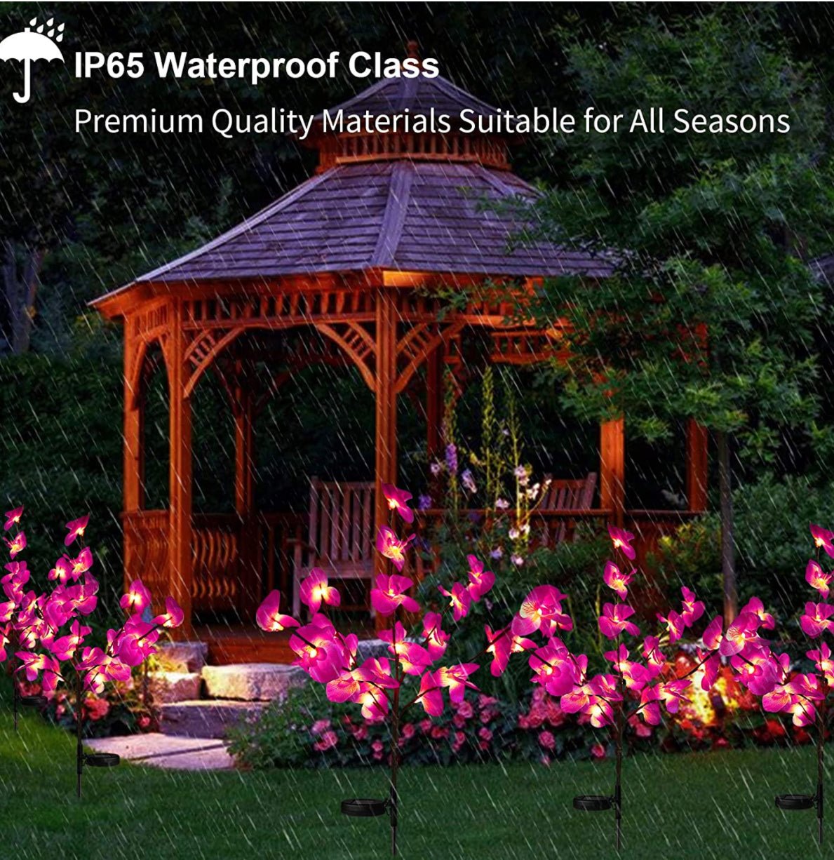 2 Pack Solar Orchid Flower Lights -40 Flowers - Outdoor Solar Outlet