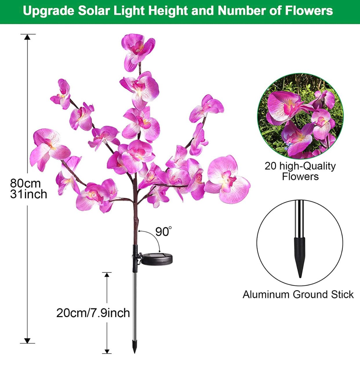 2 Pack Solar Orchid Flower Lights -40 Flowers - Outdoor Solar Outlet