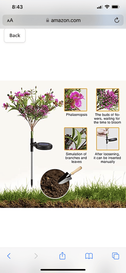 2 Pack Solar Powered Phalaenopsis Flowers Lights Design, Waterproof - Outdoor Solar Outlet