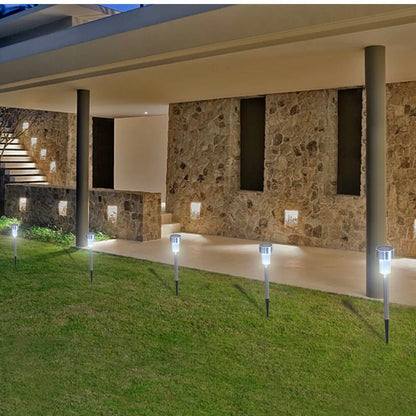 24 Pack Outdoor Stainless Steel Solar Power Lawn Garden Landscape Path LED Light - Outdoor Solar Outlet