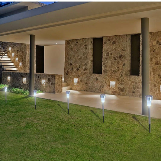 24 Pack Outdoor Stainless Steel Solar Power Lawn Garden Landscape Path LED Light - Outdoor Solar Outlet