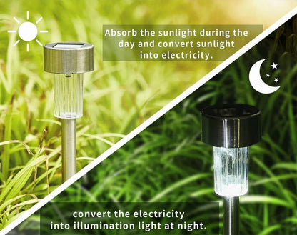 24 Pack Outdoor Stainless Steel Solar Power Lawn Garden Landscape Path LED Light - Outdoor Solar Outlet