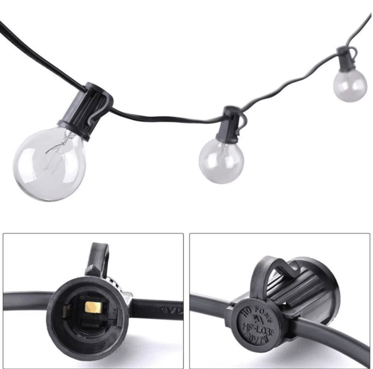 25 Ft Plug-In Outdoor String Light G40 Globe Patio Lights with 26 Edison Glass Bulbs Hanging Light - Outdoor Solar Outlet