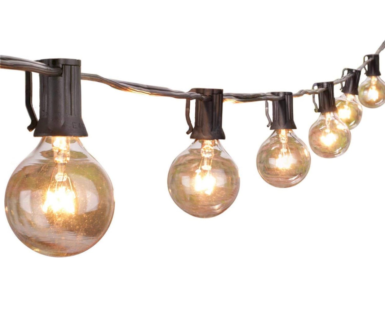 25 Ft Plug-In Outdoor String Light G40 Globe Patio Lights with 26 Edison Glass Bulbs Hanging Light - Outdoor Solar Outlet
