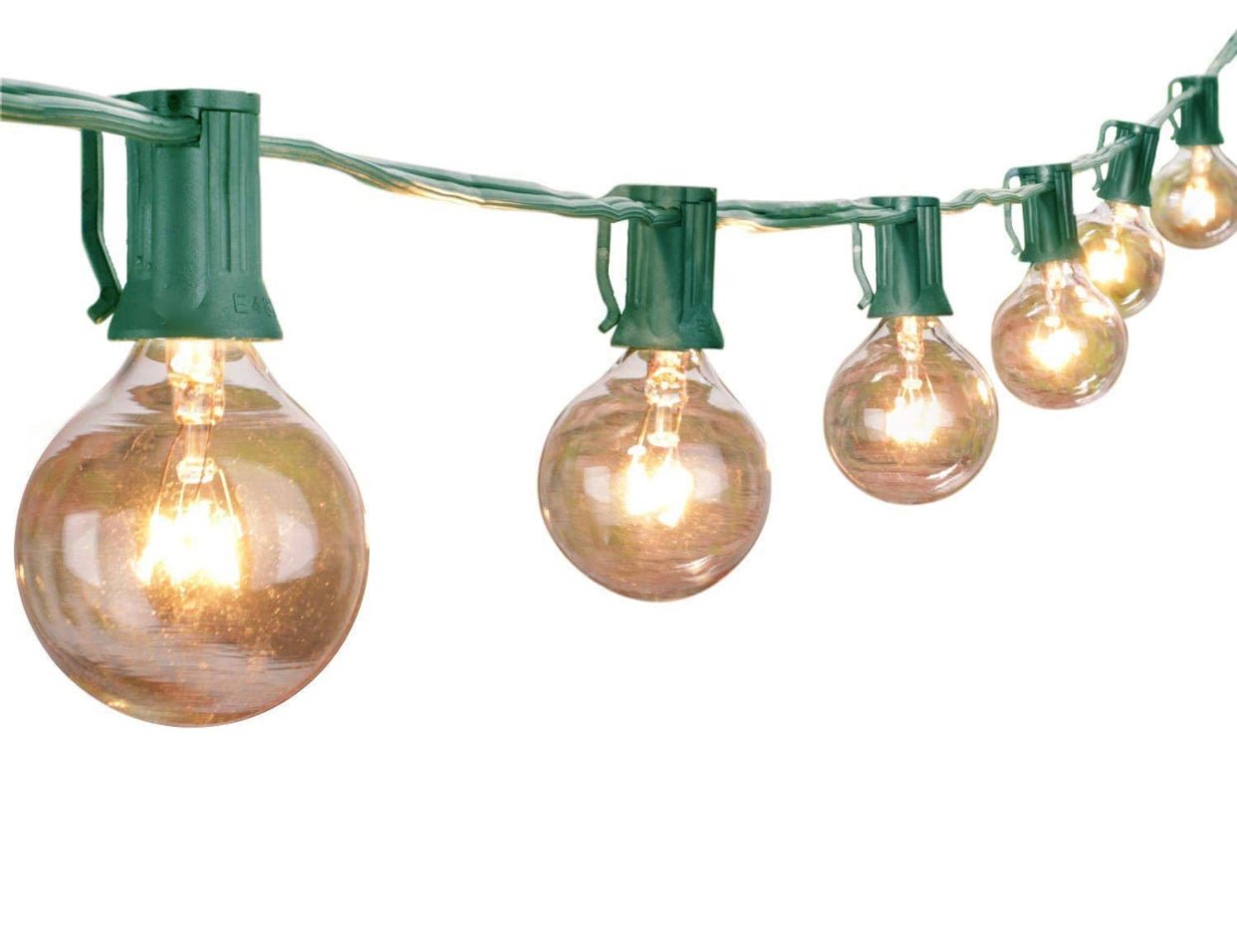 25 Ft Plug-In Outdoor String Light G40 Globe Patio Lights with 26 Edison Glass Bulbs Hanging Light - Outdoor Solar Outlet
