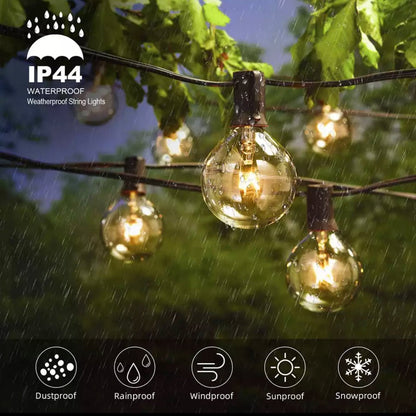 25 Ft Plug-In Outdoor String Light G40 Globe Patio Lights with 26 Edison Glass Bulbs Hanging Light - Outdoor Solar Outlet