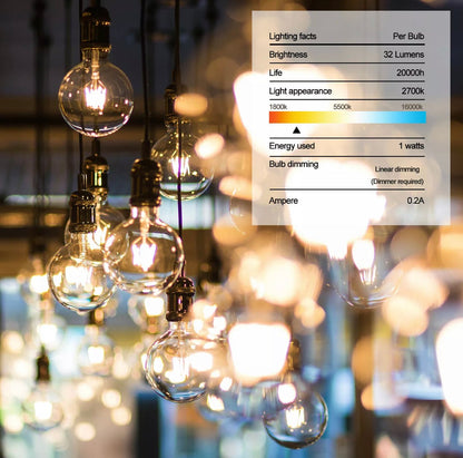 27 Ft Pro - Globe Solar LED Outdoor String Lights – Waterproof, G40 Retro Edison Filament Bulbs -Warm White - Outdoor Solar Outlet