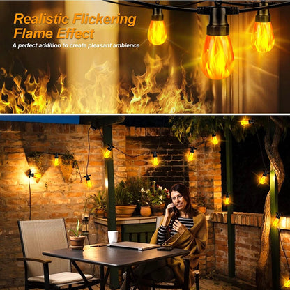 27Ft Solar Flickering LED Bulbs - Solar Panel Powered Hanging String Lights -12 Bulbs - Outdoor Solar Outlet