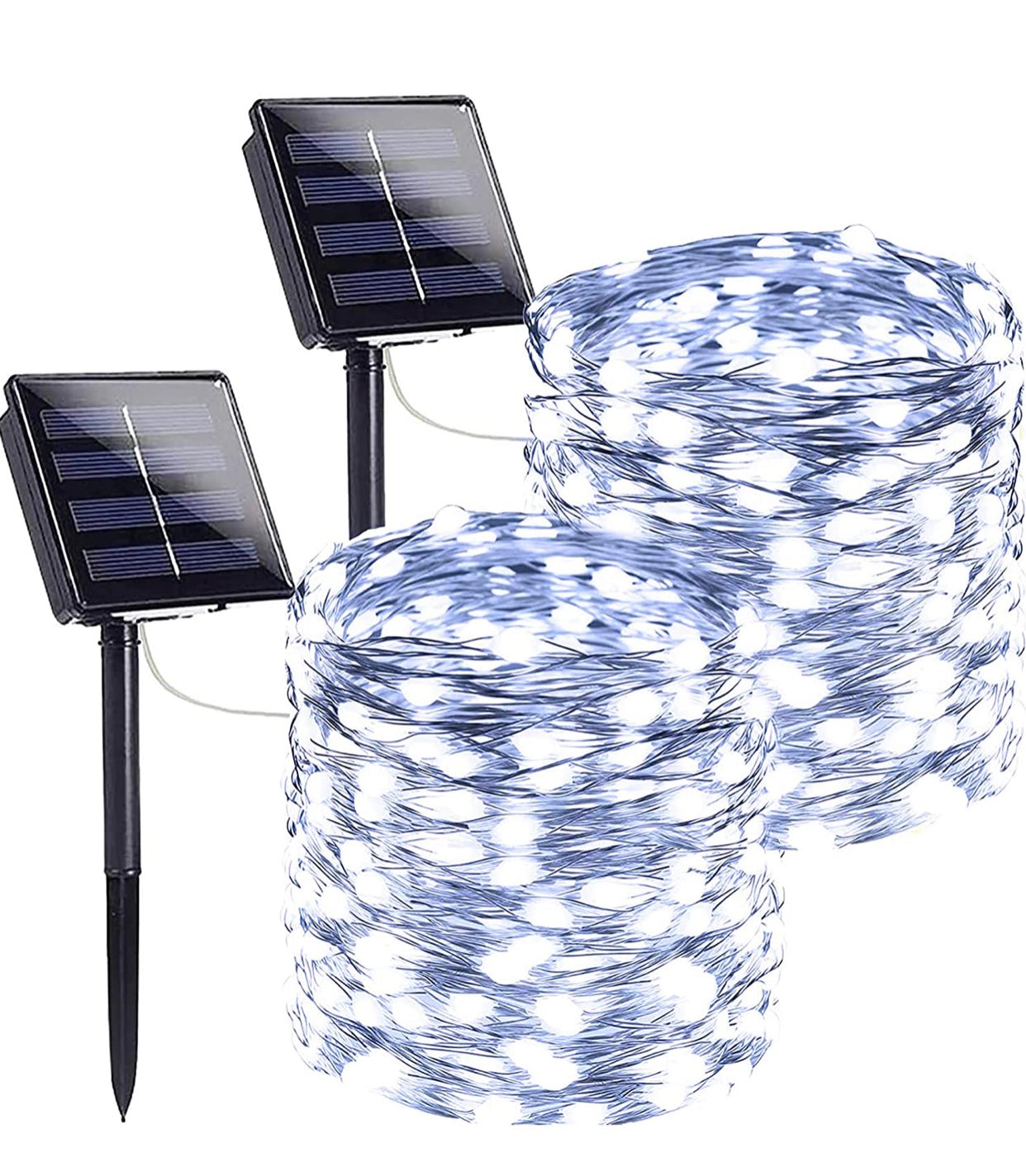 2PK Solar String Lights Outdoor Copper Wire, Waterproof Solar Fairy Lights with 8 Lighting Modes - Outdoor Solar Outlet
