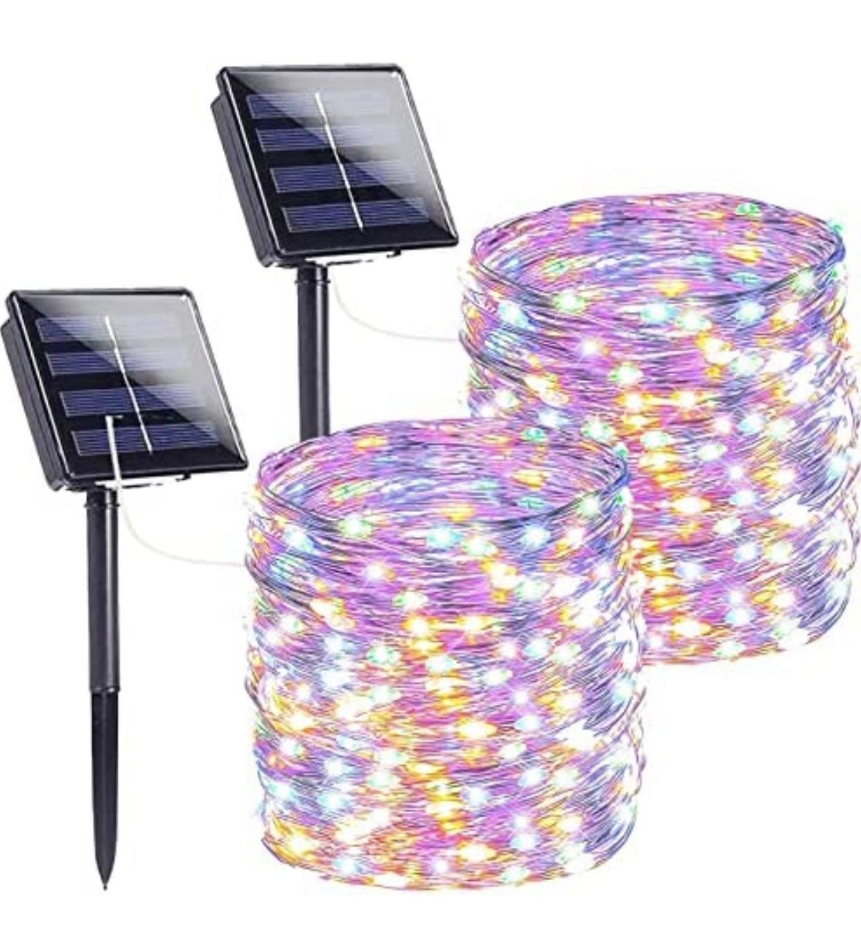 2PK Solar String Lights Outdoor Copper Wire, Waterproof Solar Fairy Lights with 8 Lighting Modes - Outdoor Solar Outlet