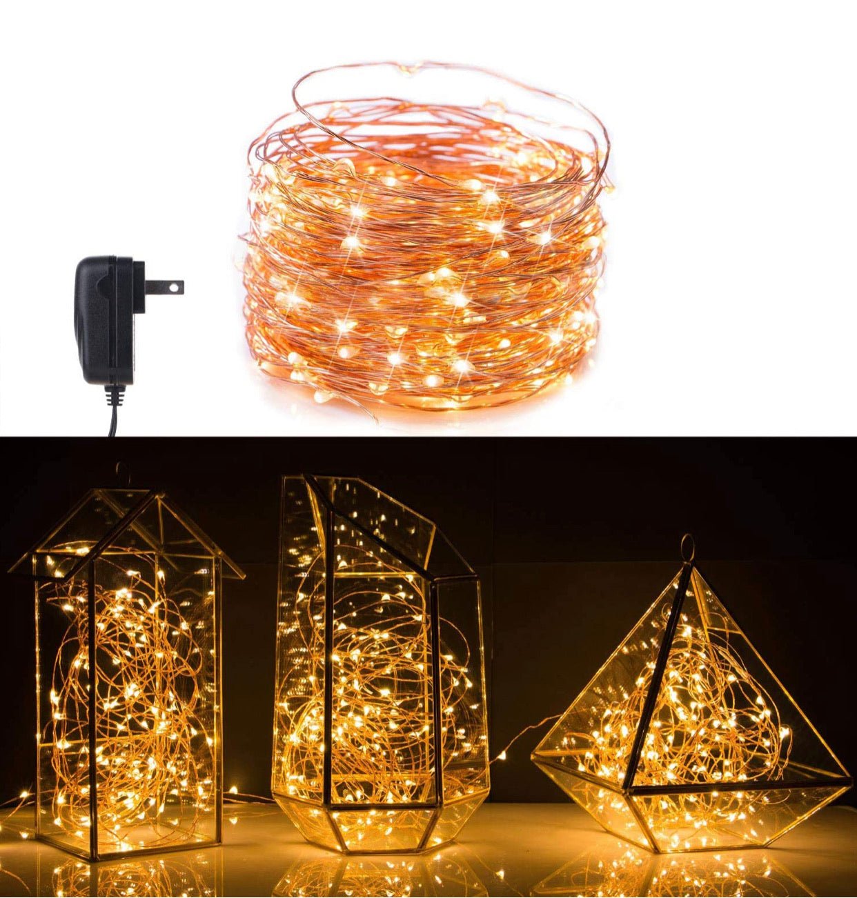 2PK Solar String Lights Outdoor Copper Wire, Waterproof Solar Fairy Lights with 8 Lighting Modes - Outdoor Solar Outlet