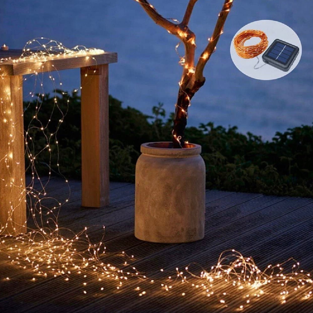 2PK Solar String Lights Outdoor Copper Wire, Waterproof Solar Fairy Lights with 8 Lighting Modes - Outdoor Solar Outlet