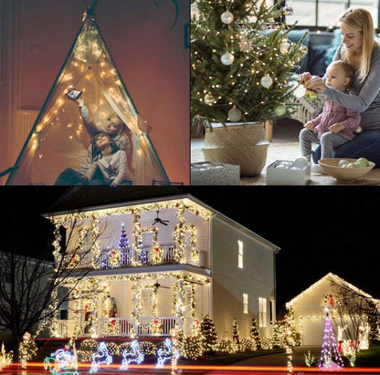 2PK Solar String Lights Outdoor Copper Wire, Waterproof Solar Fairy Lights with 8 Lighting Modes - Outdoor Solar Outlet
