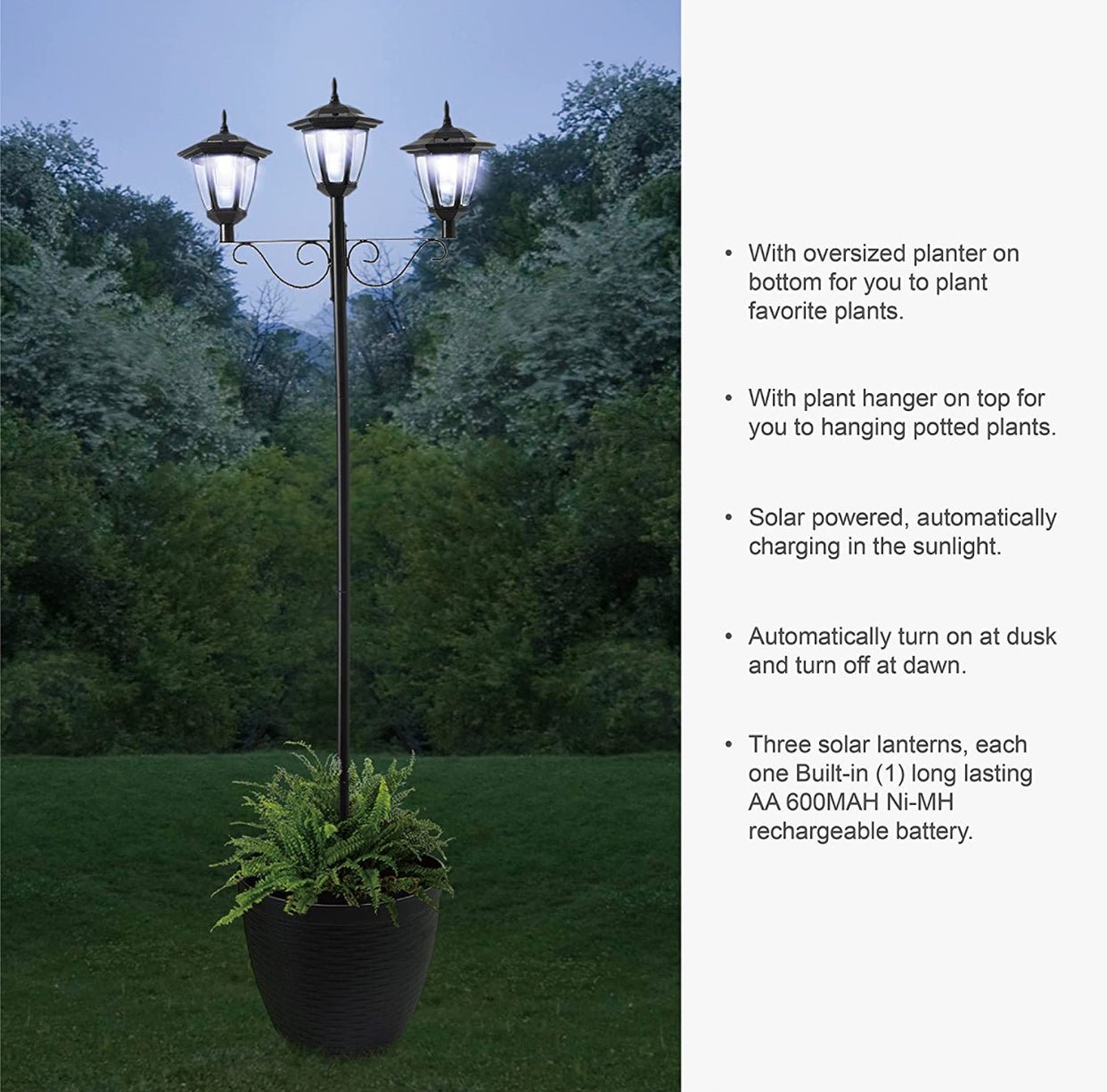 3 Fixture Outdoor Solar LED Lamp Post With 50 Lumen - 72Inch - Outdoor Solar Outlet