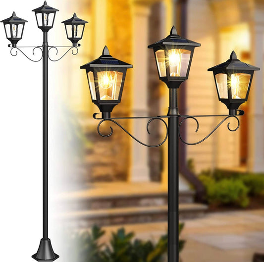 3 Fixture Outdoor Solar LED Lamp Post With 50 Lumen - 72Inch - Outdoor Solar Outlet