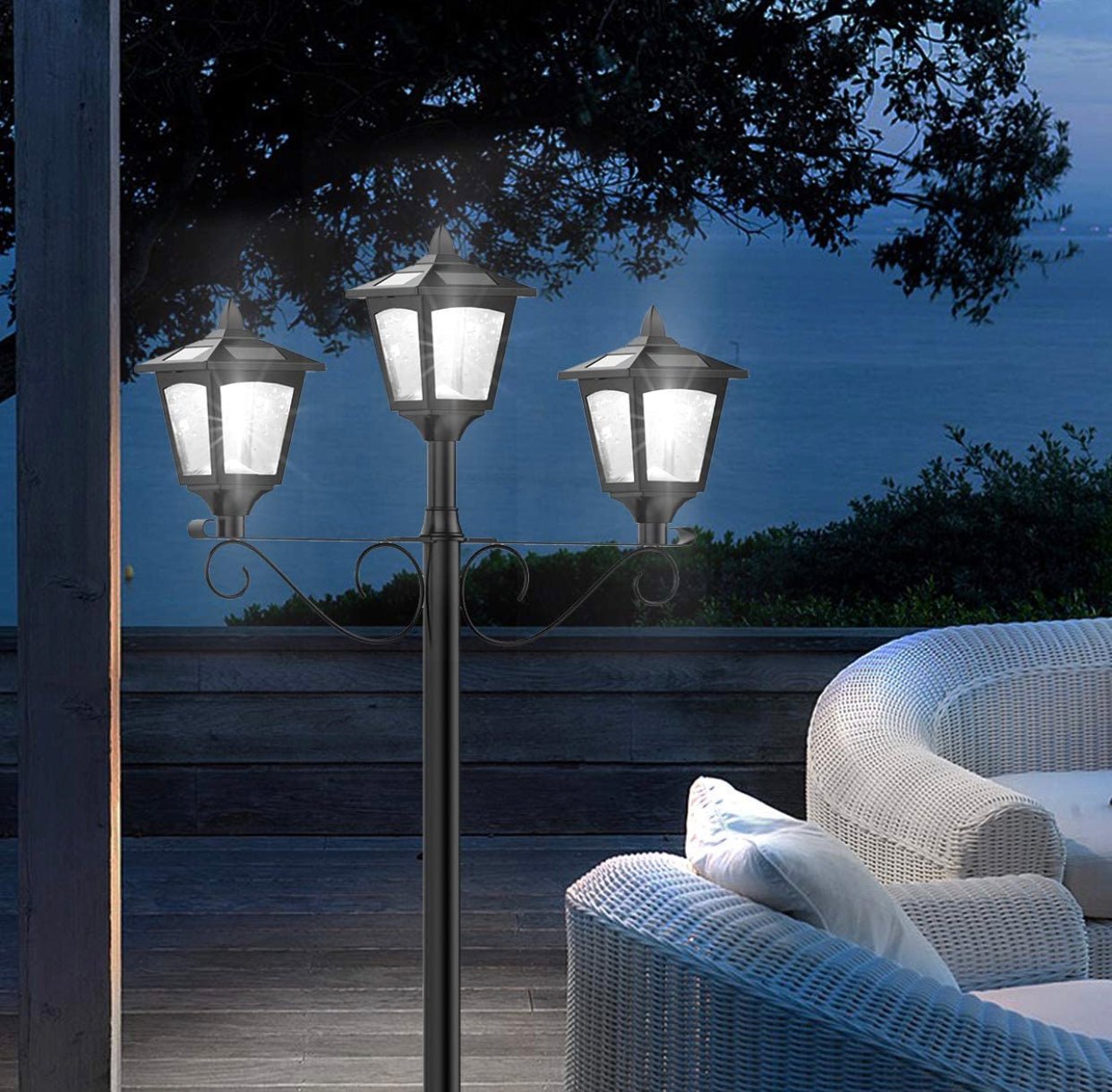 3 Fixture Outdoor Solar LED Lamp Post With 50 Lumen - 72Inch - Outdoor Solar Outlet