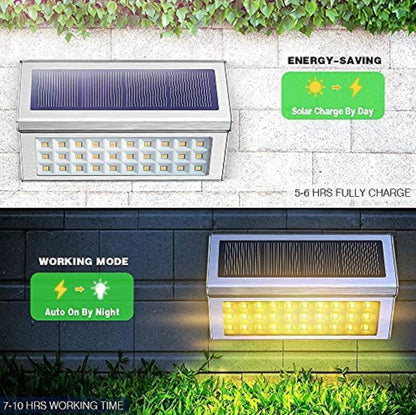 30 LED Solar Step Lights Outdoor【6 Pack】Stainless Steel Bright Solar Deck And Stairs Lights - Outdoor Solar Outlet