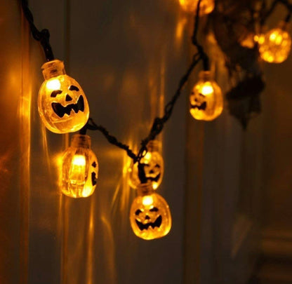 33Ft Solar Powered Pumpkin Halloween String Lights 50 LED with 8 Lighting Modes - Outdoor Solar Outlet