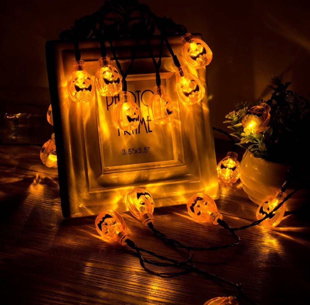 33Ft Solar Powered Pumpkin Halloween String Lights 50 LED with 8 Lighting Modes - Outdoor Solar Outlet