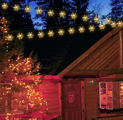 33Ft Solar Snowflake Twinkle Star String Lights, 100 LED Outdoor 8 Lighting Modes & Waterproof - Outdoor Solar Outlet