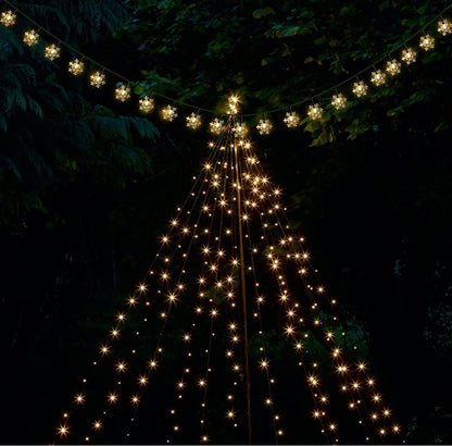 33Ft Solar Snowflake Twinkle Star String Lights, 100 LED Outdoor 8 Lighting Modes & Waterproof - Outdoor Solar Outlet