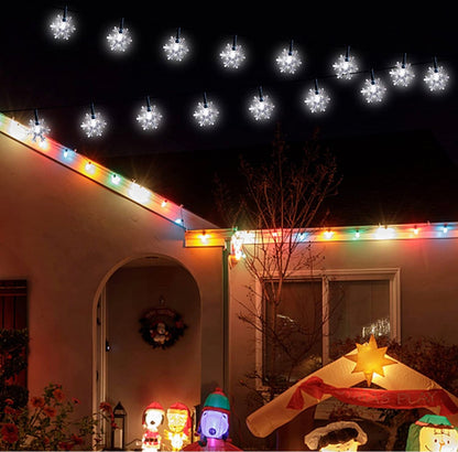 33Ft Solar Snowflake Twinkle Star String Lights, 100 LED Outdoor 8 Lighting Modes & Waterproof - Outdoor Solar Outlet