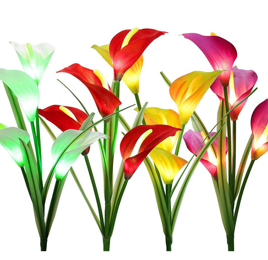 4 Pack Solar Common Calla Lamp Four Color LED - Outdoor Solar Outlet