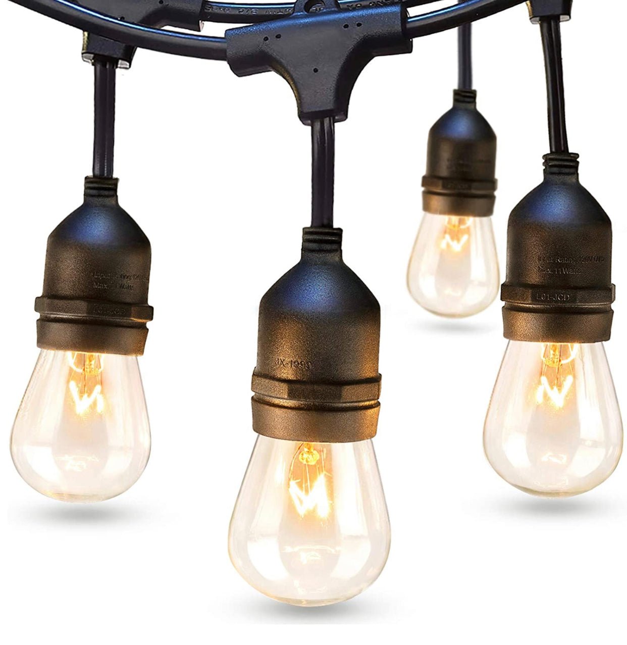 48 Ft Plug-In LED Outdoor String Lights Waterproof- Hanging, Dimmable 2W Vintage Edison Bulbs - Outdoor Solar Outlet