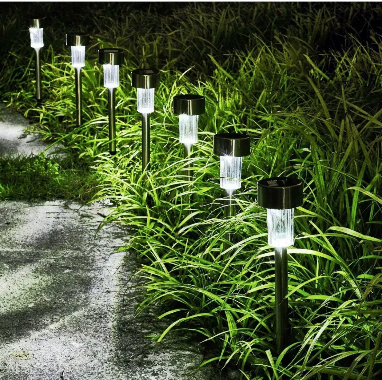 48 Pack Outdoor Stainless Steel Led Solar Power Light Lawn Garden Landscape Pathway - Outdoor Solar Outlet