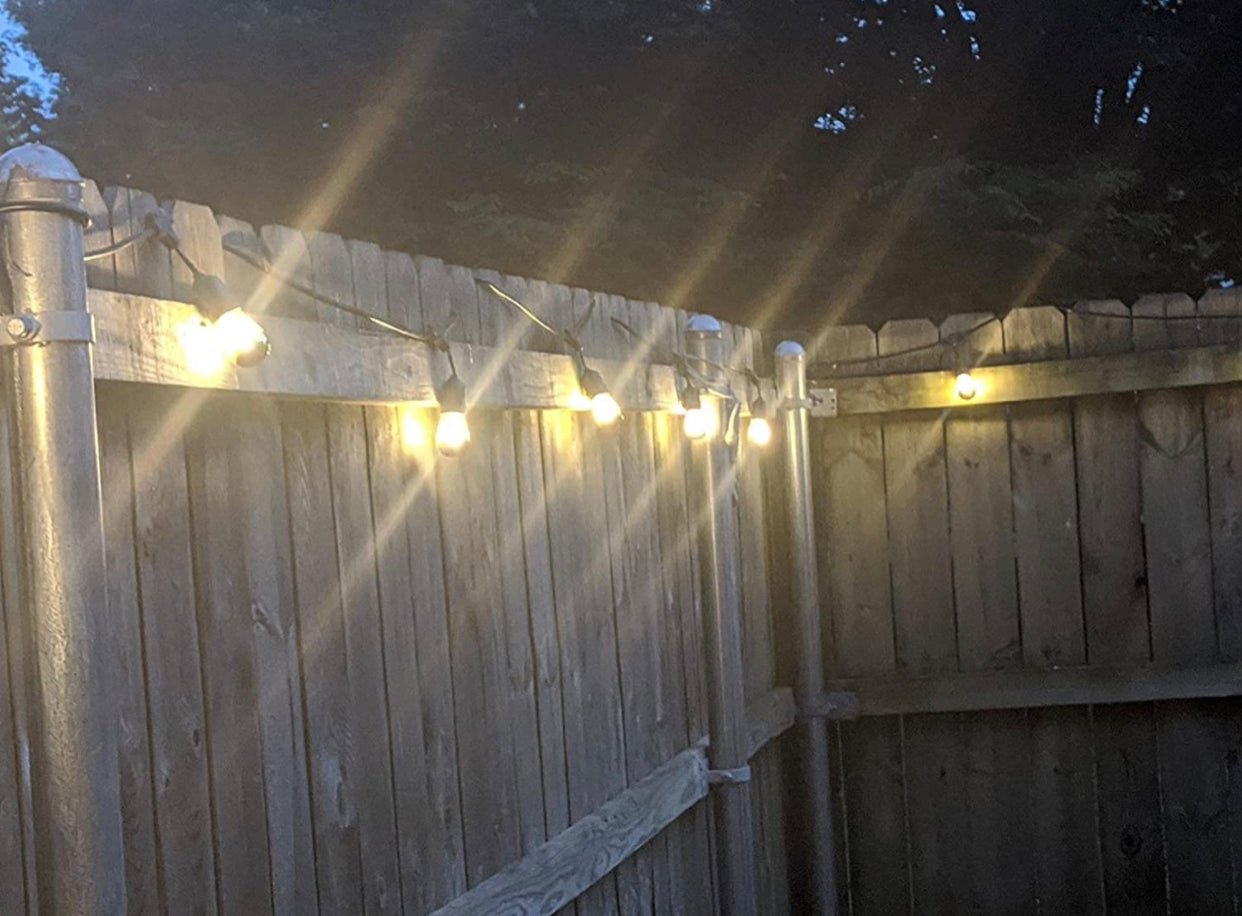 48Ft Plug-In Ambience Pro - Anti Glare, Beautiful Gold Tip Outdoor String Lights Dimmable LED Bulbs - 48 Ft - Outdoor Solar Outlet