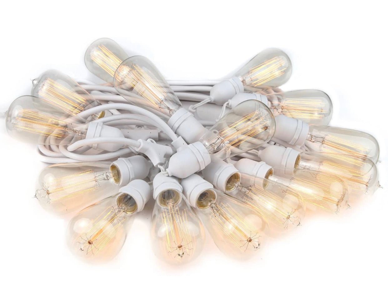 48Ft Pro Vintage Edition Plug-In Outdoor Heavy Quality 40W Commercial String Lights-15 Bulbs - Outdoor Solar Outlet