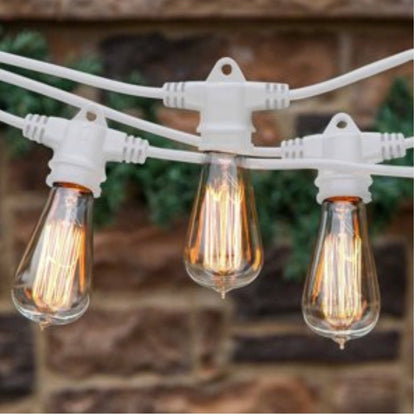 48Ft Pro Vintage Edition Plug-In Outdoor Heavy Quality 40W Commercial String Lights-15 Bulbs - Outdoor Solar Outlet