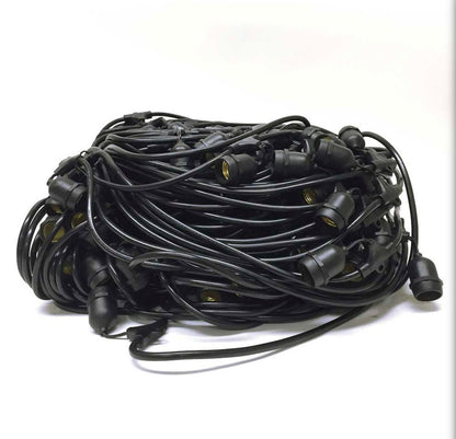 48Ft Pro Vintage Edition Plug-In Outdoor Heavy Quality 40W Commercial String Lights-15 Bulbs - Outdoor Solar Outlet