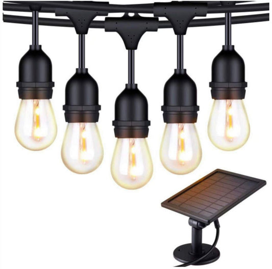 48Ft Solar Powered String Lights Waterproof LED Hanging Edison Bulb Lights with 15 Bulbs - Outdoor Solar Outlet
