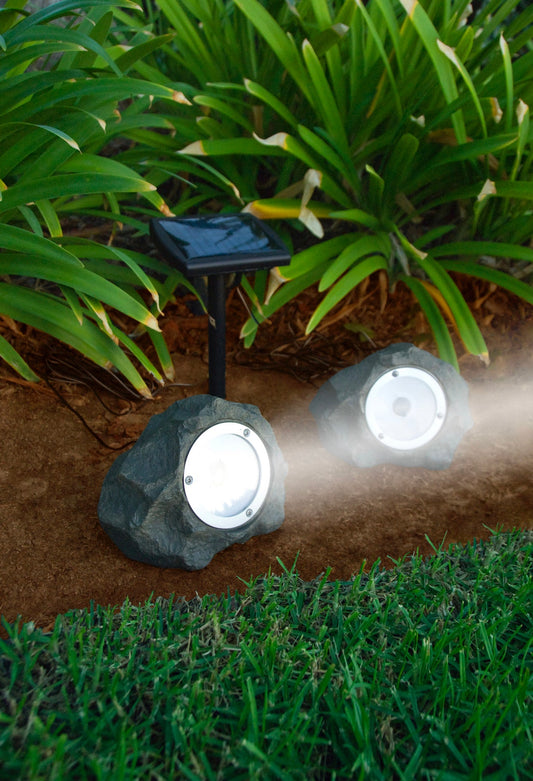 4Pack Smith&Hawken Outdoor Solar Powered Rock Spotlight Walkway LED Garden Path - Outdoor Solar Outlet
