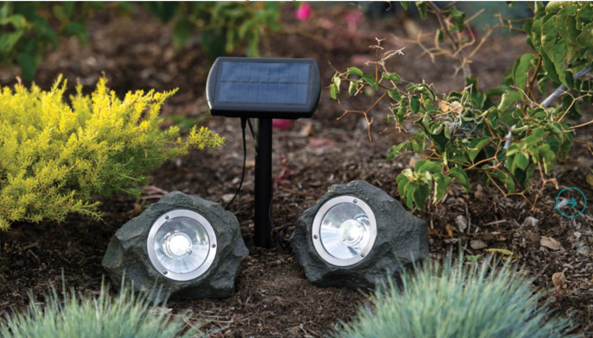 4Pack Smith&Hawken Outdoor Solar Powered Rock Spotlight Walkway LED Garden Path - Outdoor Solar Outlet