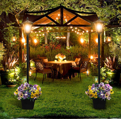 64 Inch Solar Lamp Post Lights Outdoor with Planter, 70 Lumen Solar Powered with 4 Adjustable Height- Black - Outdoor Solar Outlet