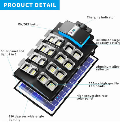 6800W Commercial Solar Street Lights Dusk to Dawn , Motion Sensor, 75000LM for Street with Remote Control - Outdoor Solar Outlet