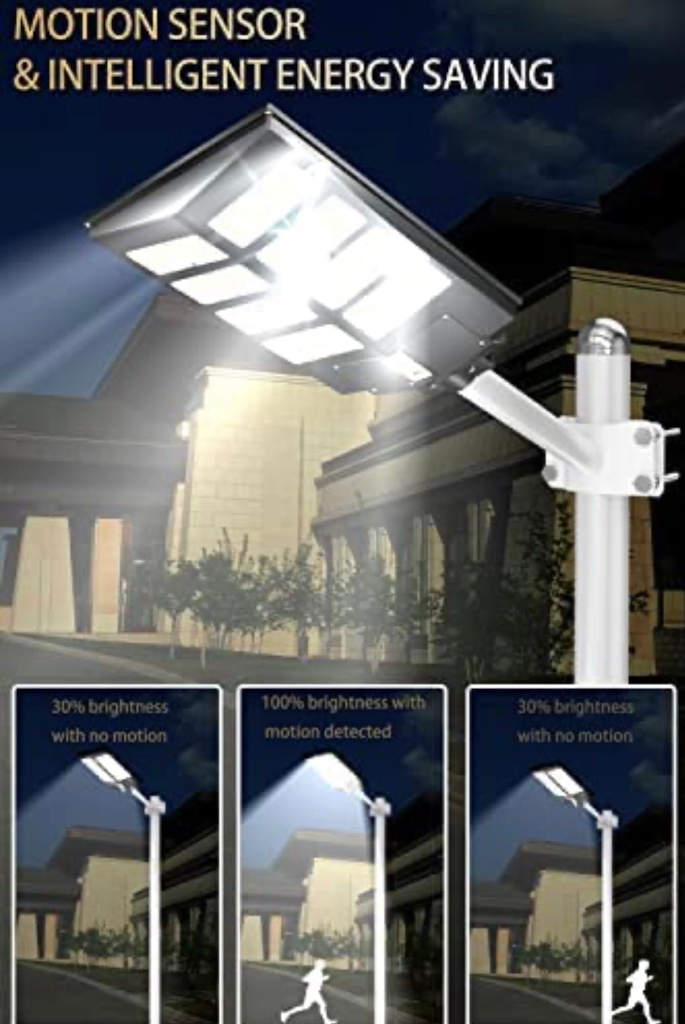 6800W Commercial Solar Street Lights Dusk to Dawn , Motion Sensor, 75000LM for Street with Remote Control - Outdoor Solar Outlet