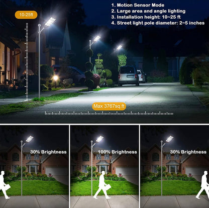 7200W Commercial Solar Street Light , 100000LM Parking Lot Light Dusk to Dawn With Remote - Outdoor Solar Outlet