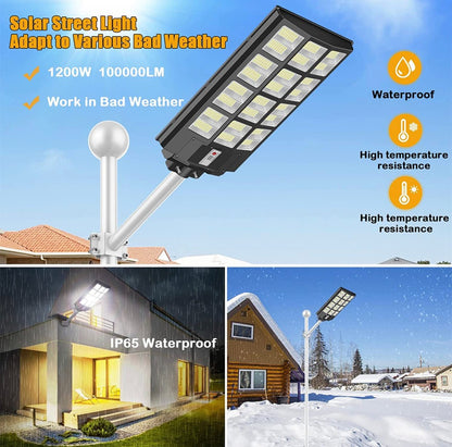 7200W Commercial Solar Street Light , 100000LM Parking Lot Light Dusk to Dawn With Remote - Outdoor Solar Outlet