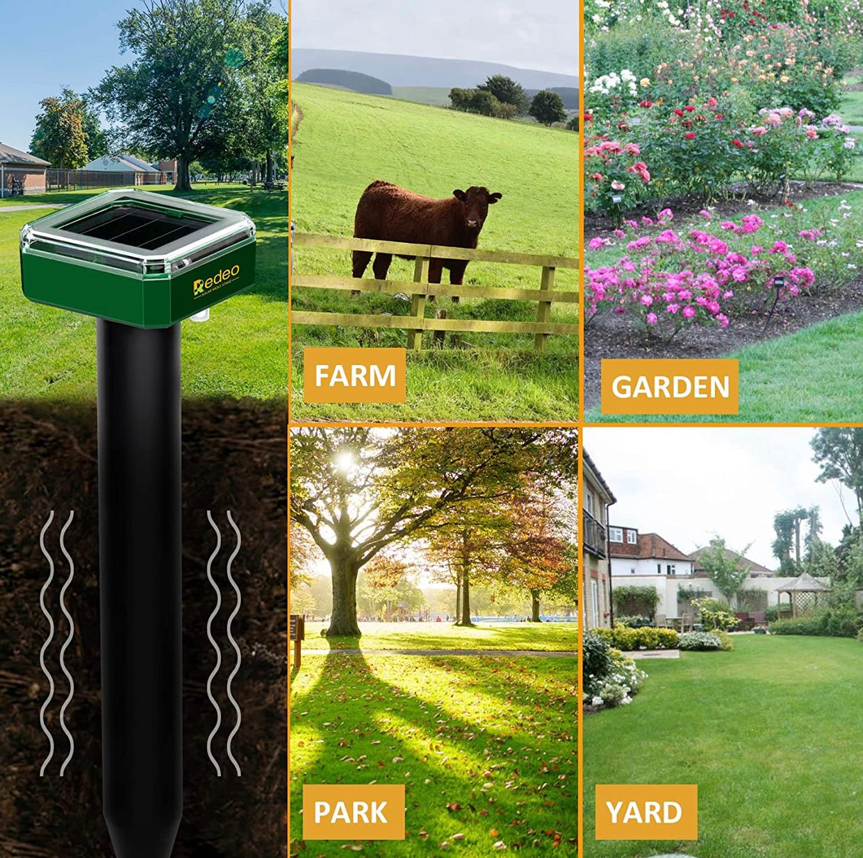 8 Pack Mole Repellent Solar Sonic Groundhog Repeller Gopher Deterrent Vole - Outdoor Solar Outlet