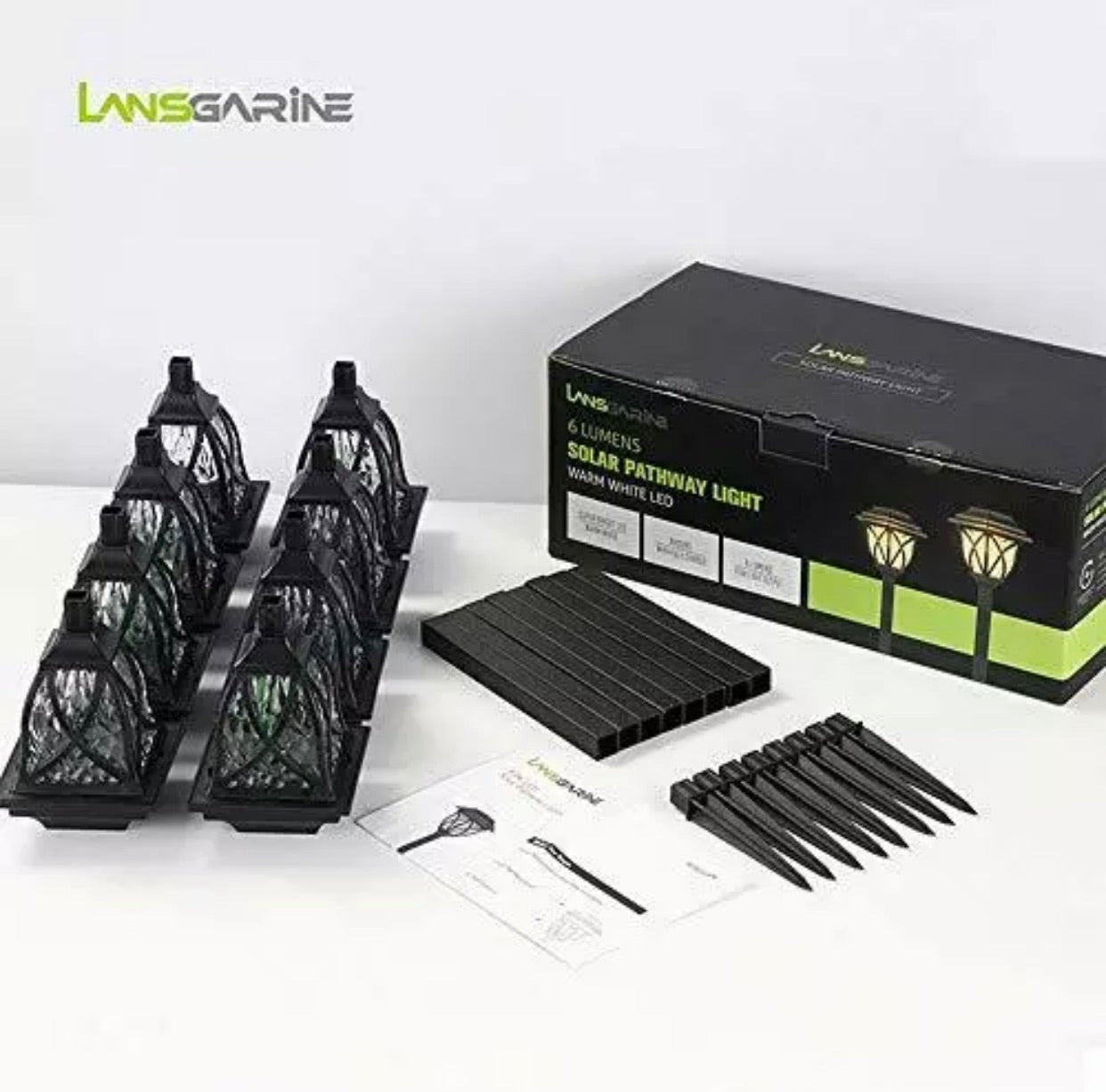 8 Pack Solar LED Lights,Large Rotating Outdoor Pathway Up To 10 Lumen - Outdoor Solar Outlet